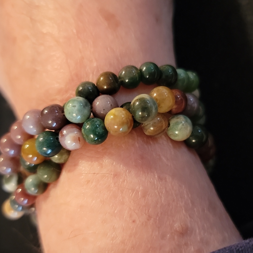 Jasper 3 strand intertwined stretch bracelets.